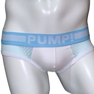PUMP! Mesh Briefs White/Blue Size M (28-30) H489 NWT